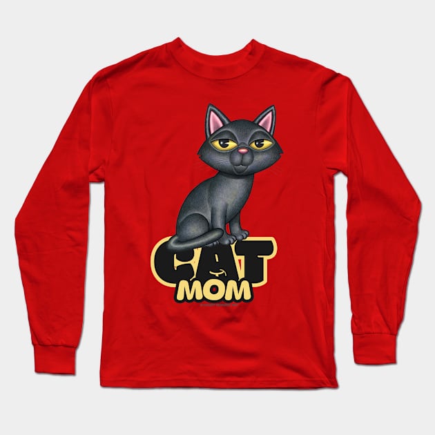 Black Cat Mom Long Sleeve T-Shirt by Danny Gordon Art